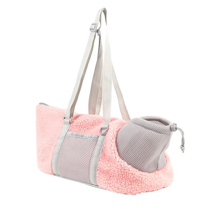 SIQITECH Сумка-переноска для собак та котів, тепла зимова, регульований ремінь, для тварин до 4 кг, рожева