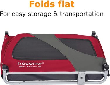 DOGGYHUT® Преміум велопричіп для собак середнього розміру, до 23 кг, складаний, зелений (червоний)