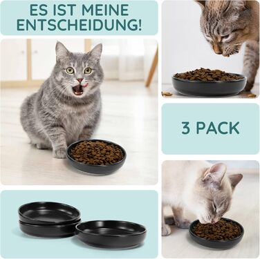Набори мисок для котів SPUNKYJUNKY 3 шт. з кераміки, чорного кольору (300 мл)