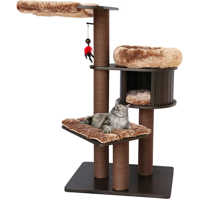 Дряпальня для котів Flamingo Raisa 3 – Коричнево-сіра, 198 см | XXL-комплекс для лазіння