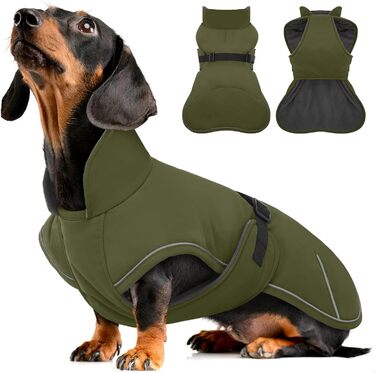 Зимовий теплий анті-вітерний анті-дощовий анті-сніговий одяг для джек-рассел терієрів, тепла куртка для собак великих порід, одяг для собак з захистом живота та отвором для повідка, зимові куртки для собак (XL, хакі)