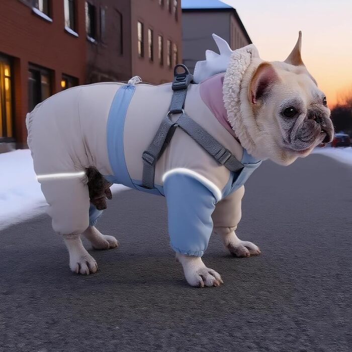 Зимовий теплий куртки для собак з коміром-гетром, світловідбиваючий, для малих та середніх собак, блакитний, XL