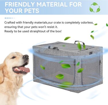 Клітка для собак Petsfit, переносна, сіра, розмір S (61x45x43 см), з м'якою підстилкою та сумкою для зберігання
