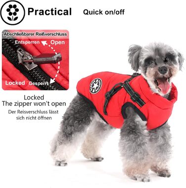 Теплий зимовий одяг для собак Aywoja, водонепроникний, з нашийником, для маленьких собак, червоний (25)