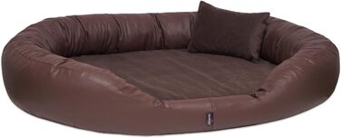 Ортопедичне ліжко для собак Tierlando® Sammy VIP з віскоеластичним матрацом та високим бортиком з штучної шкіри (замша) для суглобів та максимального комфорту, 100x85 см, Колір: Коричневий