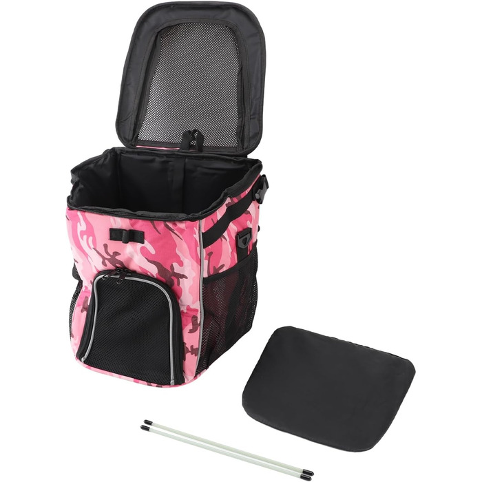 Корзина для собак у велосипед, велика місткість, водовідштовхувальна, дихаюча, для легкої збірки та чищення, сумка-переноска для тварин для подорожей на природі (Рожевий камуфляж)