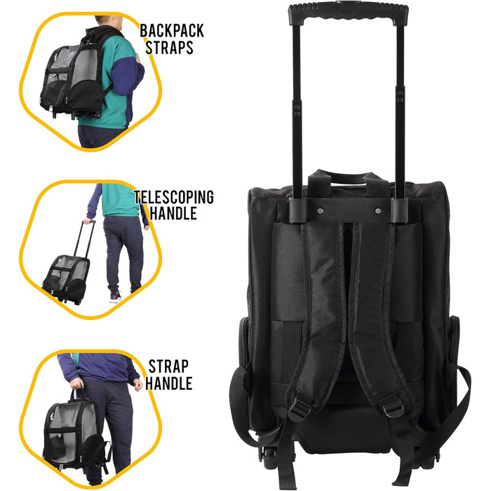 Чорний дорожній рюкзак для тварин Kopeks Deluxe, великий, 52 x 32 x 45 см