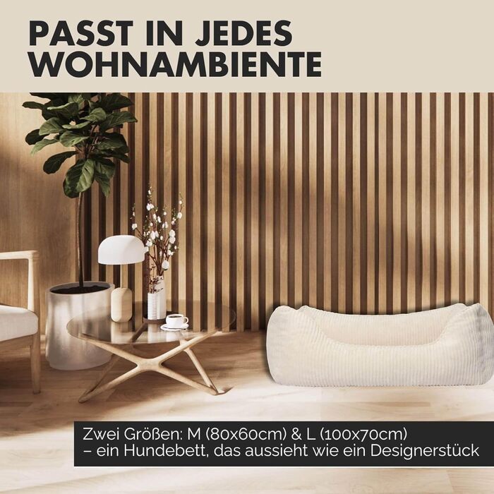 Ортопедичне ліжко для собак Антон | Ліжко-кошик для середніх та великих собак (Бежевий, 105x75 см)