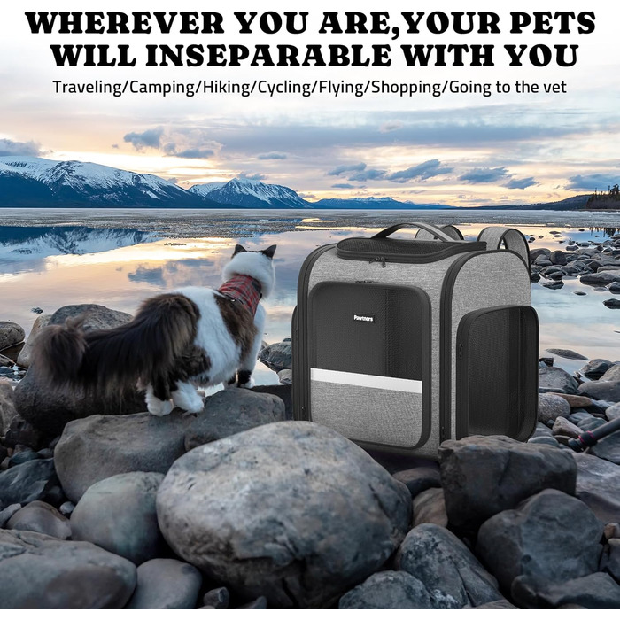 Рюкзак для собак та котів Pawtners, до 8,2 кг, сірий, дихаючий, з міцною сіткою