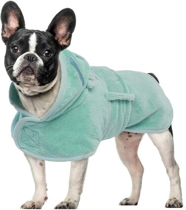 Рушник для собак OUOBOB: теплий халат з мікрофібри з капюшоном, зелений, розмір M