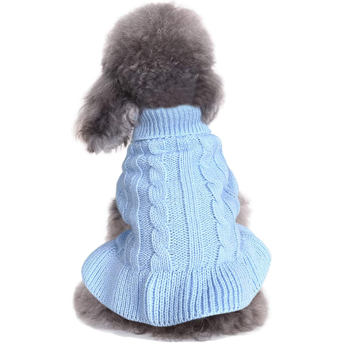Світшот для маленьких собак, в'язаний одяг для котів, теплий зимовий одяг для кошенят, цуценят, розмір XS, світло-блакитний, X-Small