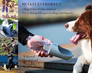 PETKIT Eversweet - Поїлка для собак 400мл, сіра, з PET матеріалу, для прогулянок