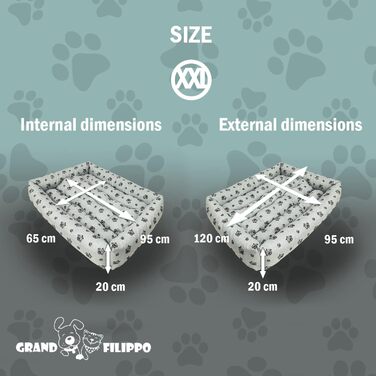 Водонепроникне ліжко для собак - ліжка для маленьких та великих собак - ліжко для собак з неслизьким дном - собачий кошик, собачий лежак (120x90x20, сіре льоноподібне, 