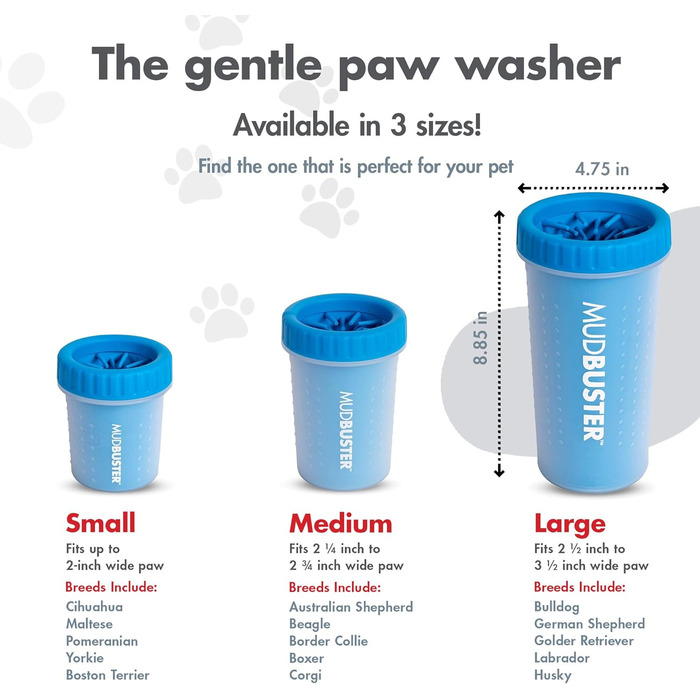 Dexas MudBuster: портативний очищувач лап для собак, великий розмір, блакитний