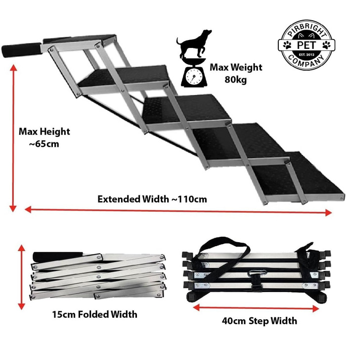 Складана переносна драбина для собак у багажник, для собак, сходинки, рампи для собак великих, середніх та маленьких порід, легка, складна, для автомобілів, SUV, вантажівок
