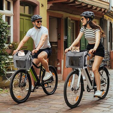 Корзина для собак на велосипед, знімний розширюваний велосипедний кошик для тварин з 4 сітчастими віконцями, корзина для велосипеда з регульованим плечовим ременем для котів та маленьких собак (підходить для ваги до...)