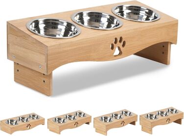 Набір мисок для котів JUJOYBD 3 шт. - підняті миски з нержавіючої сталі, кут нахилу 15°, ергономічна станція для годування котів та маленьких собак