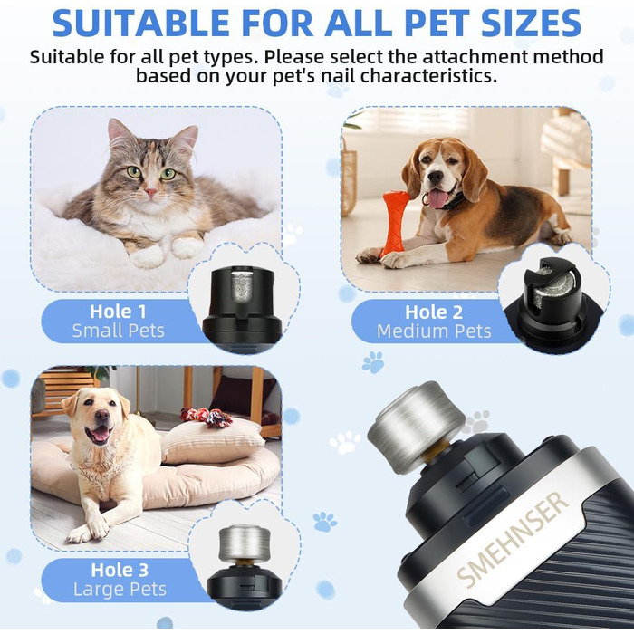 Електричний точило для собачих кігтів 2 шт. Точило для котячих кігтів 3 швидкості. LED дисплей, тиха робота.