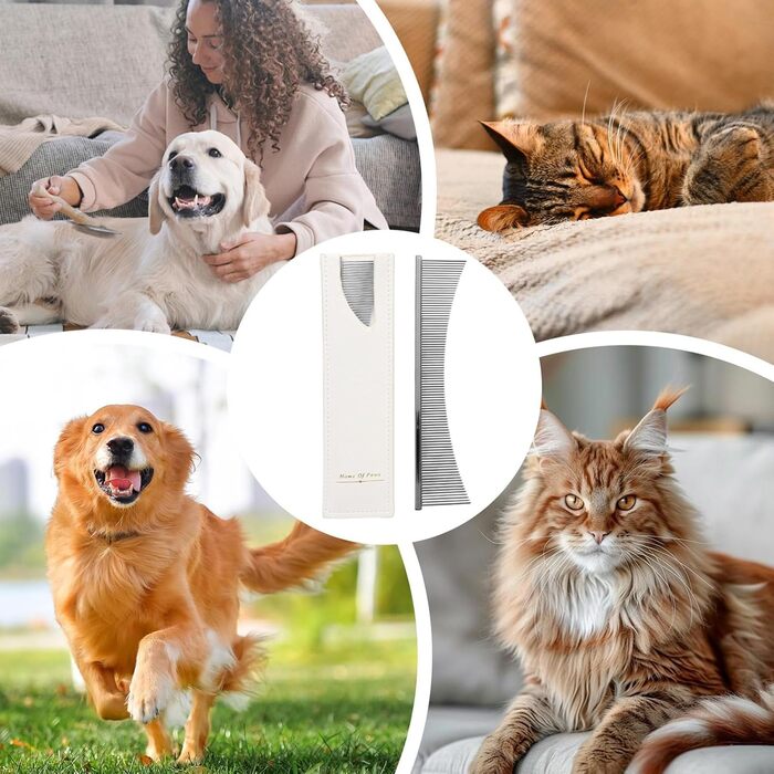 Гребінець для собак та котів Flohkamm | Інструмент для видалення шерсті та грудок | Підходить для довгошерстих порід | Щоденний догляд та після купання (срібний)