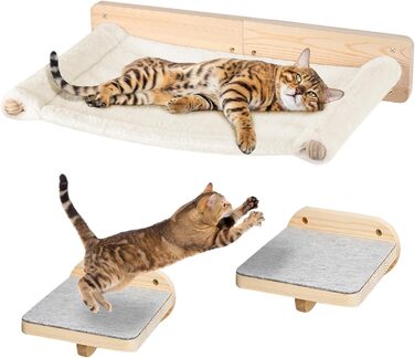 Крісло-гамак для котів на стіну, гамак для котів, міцний гамак для котів на стіну до 35 кг, кліматична стіна для котів, ліжко для котів для сну та відпочинку - 61 * 40 * 15 см – білий