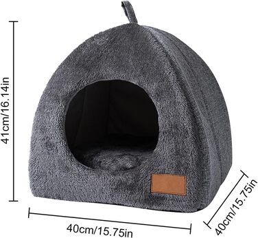Кігтеточка-будиночок для котів з фетру, чорно-сірий, L, 40x40x41 см, 2-в-1 для котів та собак