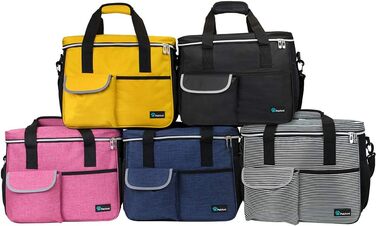 PetAmi Сумка-органайзер для собак та котів, дорожня сумка для годування з мисками, аксесуари для подорожей, переноска для кемпінгу (Рожева, середня) 14.5'L x 8'W x 12.0'H