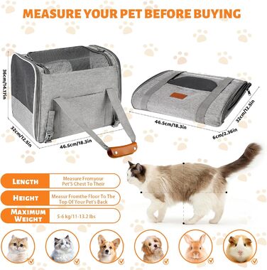 Транспортна сумка для кота/собаки Lociban, складана переноска для тварин до 7 кг, ідеальна для подорожей