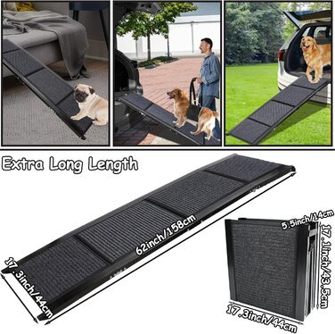 Рампа для собак у вантажівки та позашляховики, складна, 160 см, з килимком, для старих собак, 160 GY, довжина 158 см