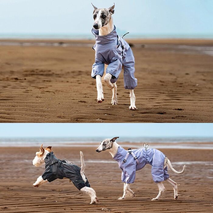 Дощовик для собак маленьких та середніх порід, регульований, з 4-ма лапами, водонепроникний, вітронепроникний, світловідбиваючий, розмір M, фіолетовий
