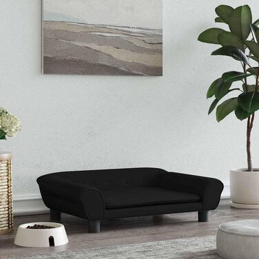 Крісло-ліжко для собак, м'яке ліжко для тварин, лежанка для маленьких собак та котів, чорний велюр 70 x 48 x 22 см