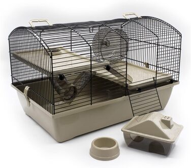 Клітка для гризунів Victor 2+ 51x33x33 см, бежева, з аксесуарами, для хом'яків, мишей, піщанок, іграшка