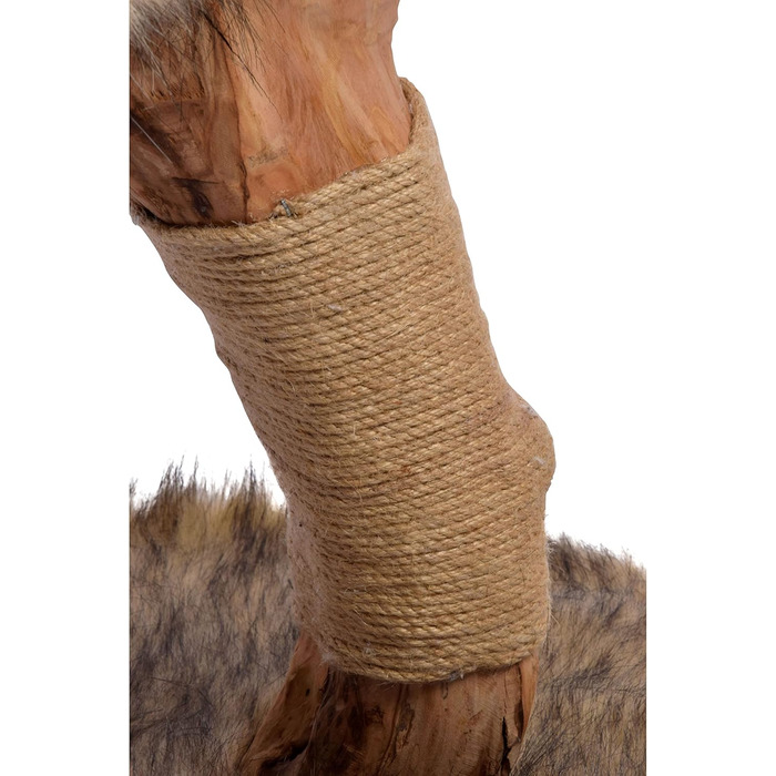 Котячий будиночок Dobar Jimmy з натурального дерева - когтеточка з джуту, іграшковий м'ячик, Ø 50 x 72-82 см, коричневий