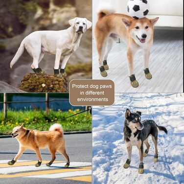 Зимові чоботи для собак великих порід, захист лап від холоду та слизькості. Водонепроникні чоботи для собак, підходять для снігу, дощу, гарячого асфальту та прогулянок. Розмір 7: 75x78 см (Д*Ш) (4 шт. в упаковці). Розмір 6: 71x65 см (Д*Ш) (4 шт. в упаковц