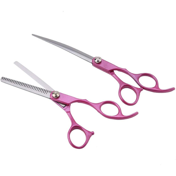 Професійний набір для грумінгу домашніх тварин SYH&AQYE: 4 ножиці для собак та котів, випрямлені та зігнуті моделі, з гребінцем