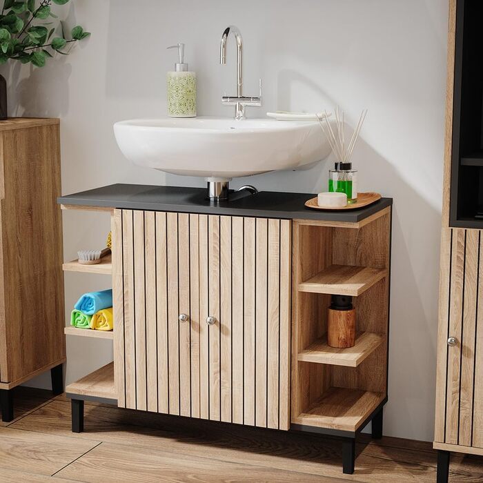 Підвісна тумба під умивальник Vicco Aquis Sonoma 30x81,8 см, меблі для ванної кімнати