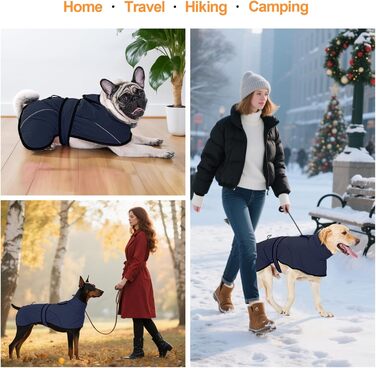 Водонепроникний зимовий одяг для собак Dotoner, теплий, з підкладкою з флісу, для великих собак XL, морський колір