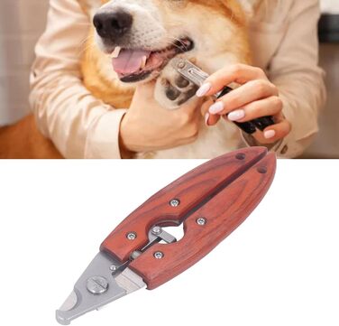 Нігтерізка для котів та собак, нержавіюча сталь, з дерев'яною ручкою, безпечна та швидка