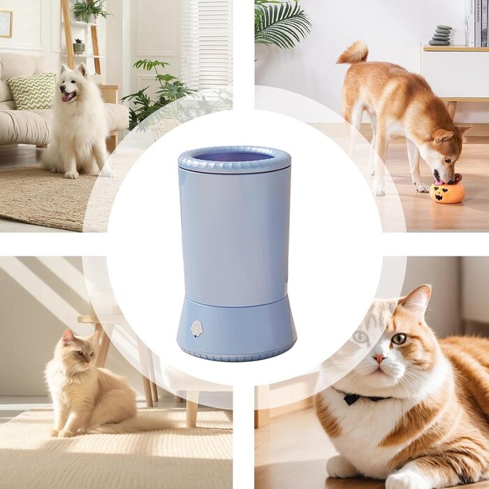 Миска для миття лап собак, портативна машинка для чищення лап | Силіконовий очищувач лап для собак маленьких, середніх та великих порід, водонепроникна миска для миття лап, м'яка щітка, блакитний та білий колір (блакитний)