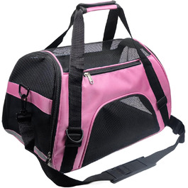 Транспортна сумка для тварин Tecageaon, схвалена авіакомпаніями, для котів середнього та малого розміру, кошенят, цуценят, собак/котів, рожева, розмір M