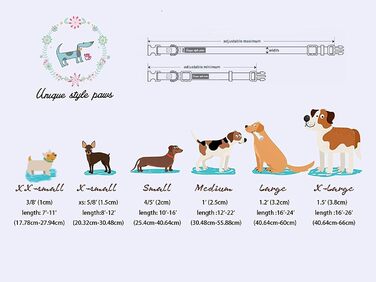 Оригінальний ошийник для собак і котів Unique Style Paws з бантиком, регульований, для середніх і великих порід, обхват шиї 40–66 см