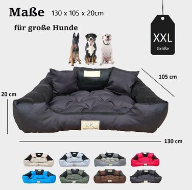 Крісло-ліжко для собак великих порід KING DOG XXL 130x105 см. Водонепроникне, з можливістю персоналізації (ім'я собаки), чорне, силіконова наповнювач