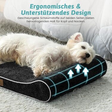 Лежанка для собак, 76x50x12 см, з високим бортиком - ортопедичний лежак для собак з корисного, водовідштовхувального та неслизького матеріалу у формі човна, підходить для собак до 16 кг, чорна, S (76x50x12 см)