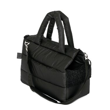 PAW WOW переносна сумка для собак SARA | стильна переноска для маленьких собак | водо- та вітростійка | з підкладкою з тедді, регульований плечовий ремінь, зовнішня кишеня (Чорний)