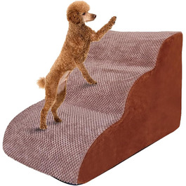 Сходинки для собак Galatée: міцні, неслизькі, 3-ступеневі рампи для високих ліжок/диванів, м'які сходи для собак з травмами, літніх тварин, котів (колір: коричневий)