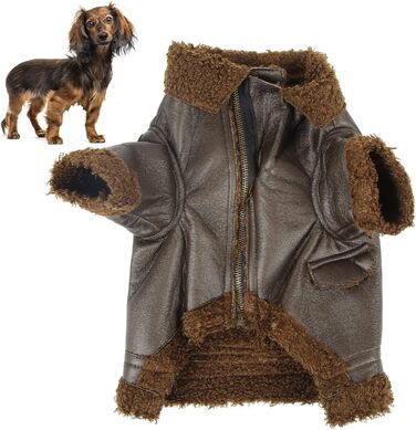 Зимова куртка для собак Pssopp з PU-шкіри, плюшевий підкладка, для маленьких, середніх та великих собак, для прогулянок на вулиці (XL, XL)