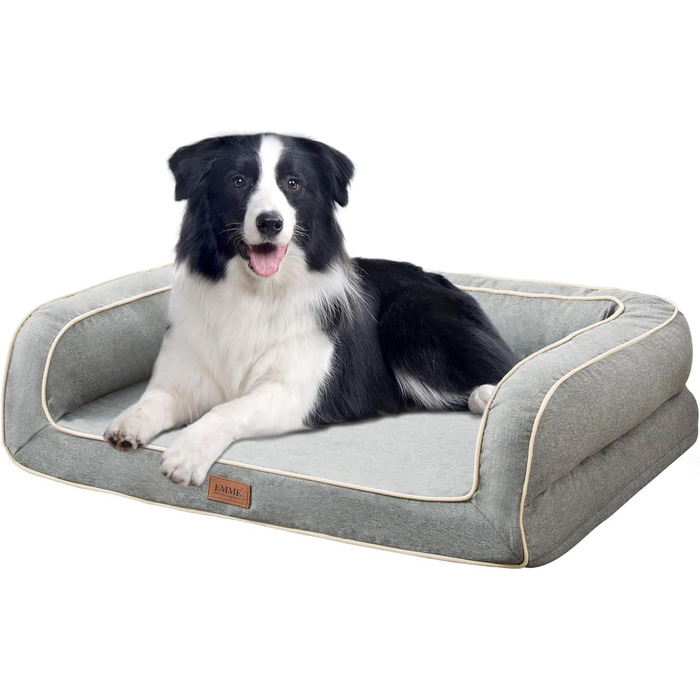 Ортопедичне ліжко для собак XL, 111x86x25 см, Memory Foam, водовідштовхувальне, сірого кольору