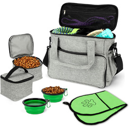 Сумка-переноска для собак BELLE VOUS - складаний миска для собак - сумка-переноска з багатьма кишенями - з контейнером для корму - сумка для аксесуарів для собак - рюкзак для собак - сумка для подорожей з собакою