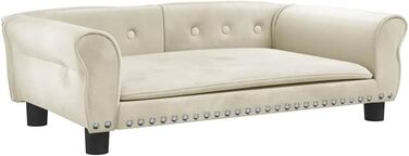 Крісло-ліжко для собак, м'яке ліжко для собак, диванчик для собак, ліжко для котів, світло-кремовий оксамит (95 x 55 x 30 см)