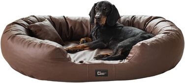 Ортопедичне ліжко для собак Nancy Premium, велике, середнє, маленьке - подушка для собак, килимок для собак з еко-шкіри, неслизьке, довговічне, зносостійке, міцне (L, Коричневий)