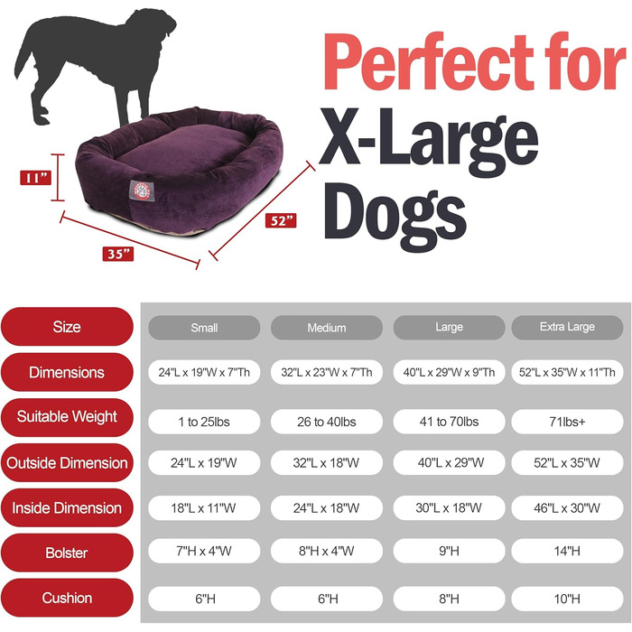 Ліжко для собак Majestic Pet Villa Collection, 132,1 см, баклажан, мікрофібра, кругле, преміум-якість